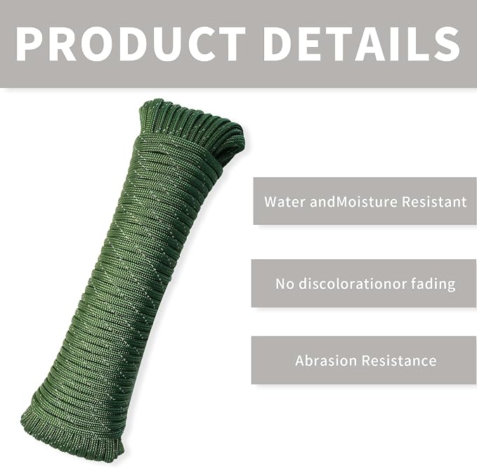 Paracord Rope, Reflective III Parachute Cord 7 Strand Core 550lb, 100ft Army - Image 2