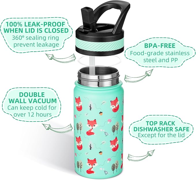 Fanhaw 14 Oz Kids Insulated Water Bottle - Image 2