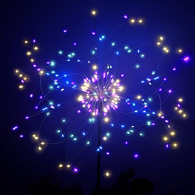 JJGoo Solar Firework Lights, 2 Pack 180 LEDs 2 Lighting Modes Solar Lights - Image 2