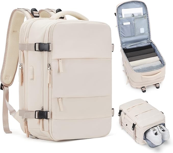 Expandable Travel Backpack For Women Men Airline Approved Personal Item by coofay