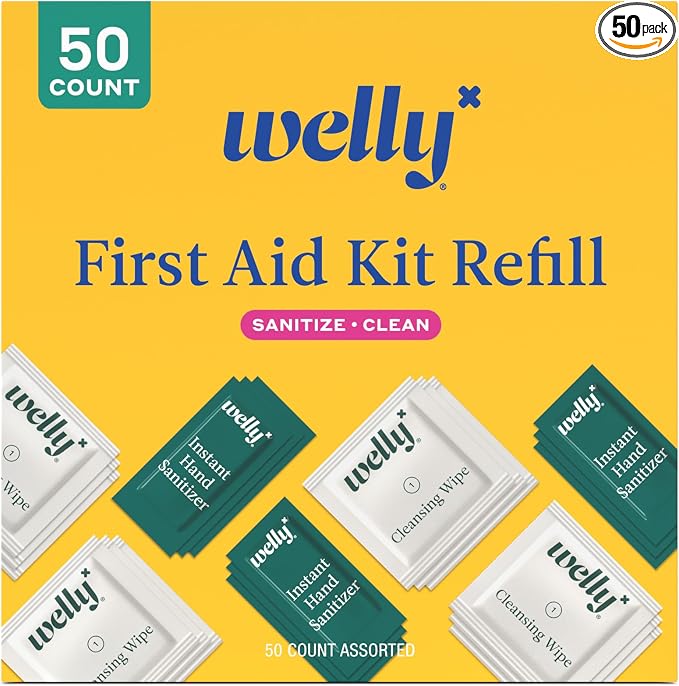 Welly First Aid Kit Refill Clean Carton 50ct | Individually wrapped Hand by Welly