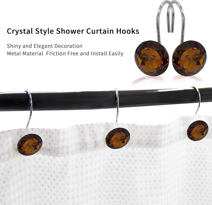 MitoVilla Dark Brown Shower Curtain Hooks Rings, Metal Shower Hooks - Image 3