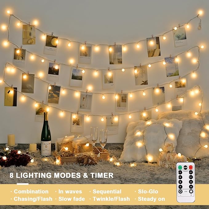 JMEXSUSS Globe Battery Operated Christmas Lights Indoor, 100 LED Battery - Image 3