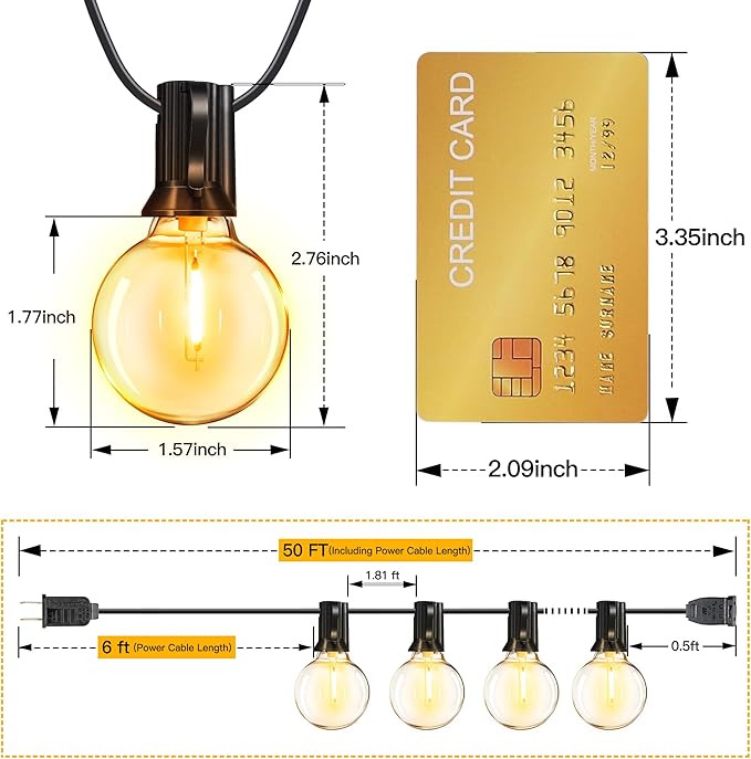 Ollny 50FT Outdoor String Lights, Waterproof Connectable Shatterproof Outside - Image 4