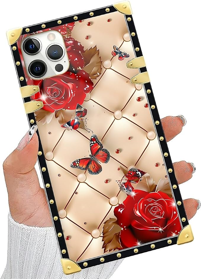 Compatible with iPhone 11 Pro Max Case, Shining Red Rose Butterfly Leather - Image 5