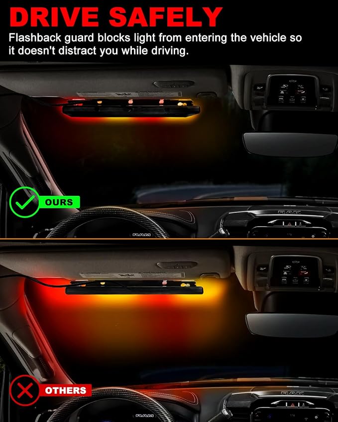 HLauto 6Z4J Emergency Dash Strobe Lights: 2x16.8 inch Red Amber Safety Lights - Image 7