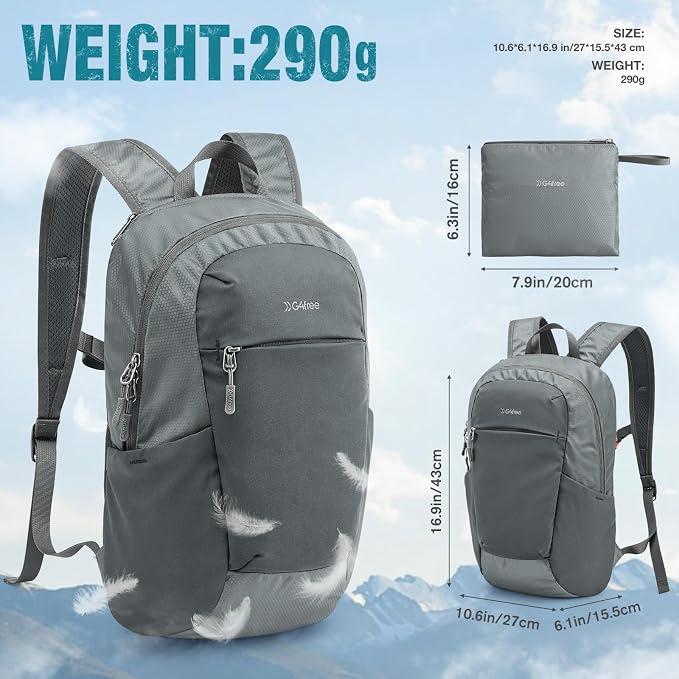 G4Free Small Hiking Backpack 20L Lightweight Foldable Packable Travel Daypack - Image 6
