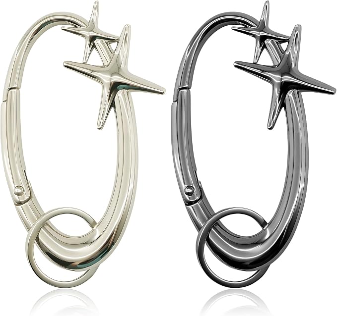 2pcs y2k Large Star Shape Carabiner Set, Cool Belt Loop Clip, Carabiner Keychain by Unknown