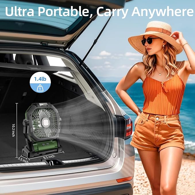 Camping Fan Rechargeable, 20000mAh Battery Powered Portable Fan - Image 7