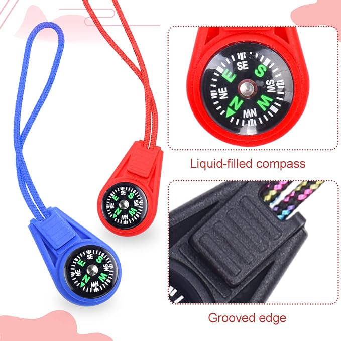 Mini Compass for Kids Compass Keychain，Button Compass Bulk kit，Paracord Hiking - Image 3