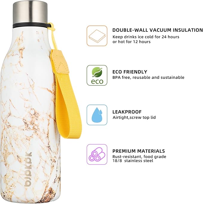 BJPKPK Insulated Water Bottles, 18 oz Stainless Steel Metal Water Bottle - Image 2
