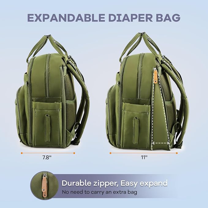 RUVALINO Diaper Bag Backpack-Expandable Baby Bag - Image 2
