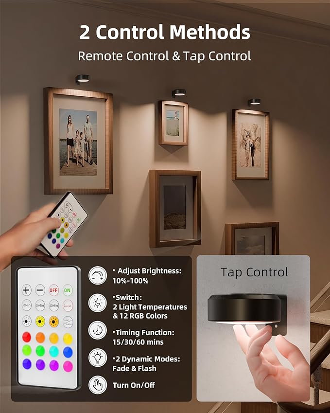 EZVALO Picture Lights for Wall, 2000mAh Rechargeable Battery Magnetic Poster - Image 4