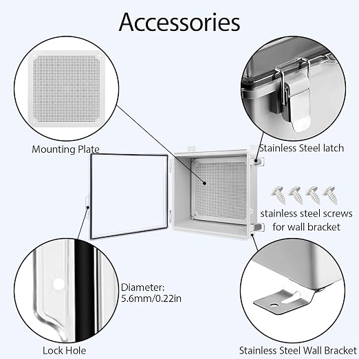 LeMotech Electrical Box, IP67 Waterproof Hinged Clear Cover Stainless Steel - Image 4