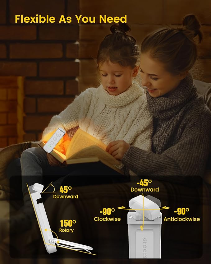 Glocusent USB Rechargeable Book Light, Portable Clip-on LED Reading Light - Image 5