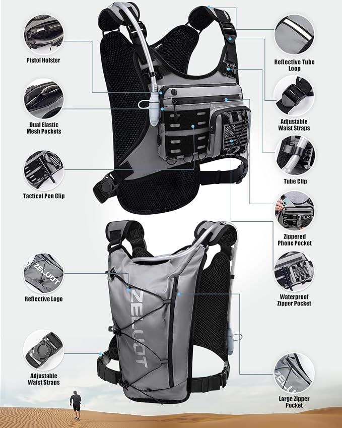 Zelvot Running Vest with 2L Water Bladder, Hydration Backpack, U.S. Original - Image 5