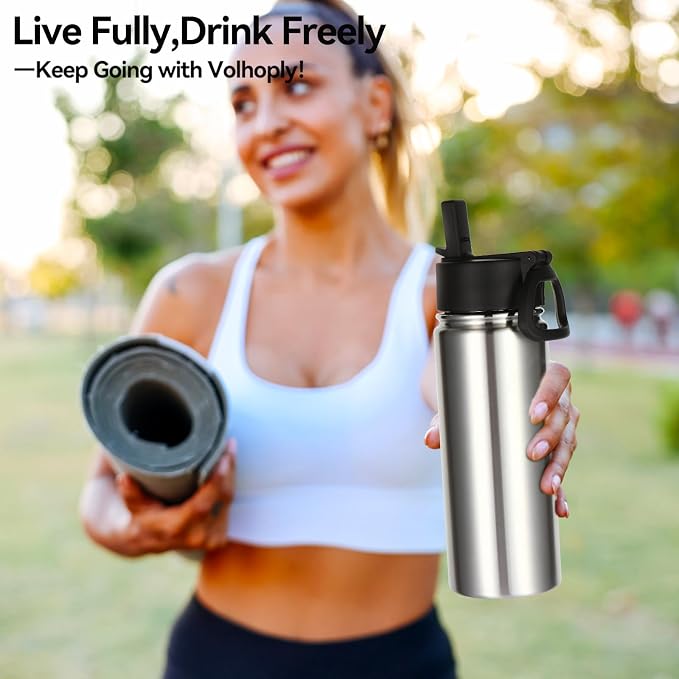 Volhoply 18oz Insulated Water Bottle Bulk 4 Pack, Kids Stainless Steel Water - Image 7