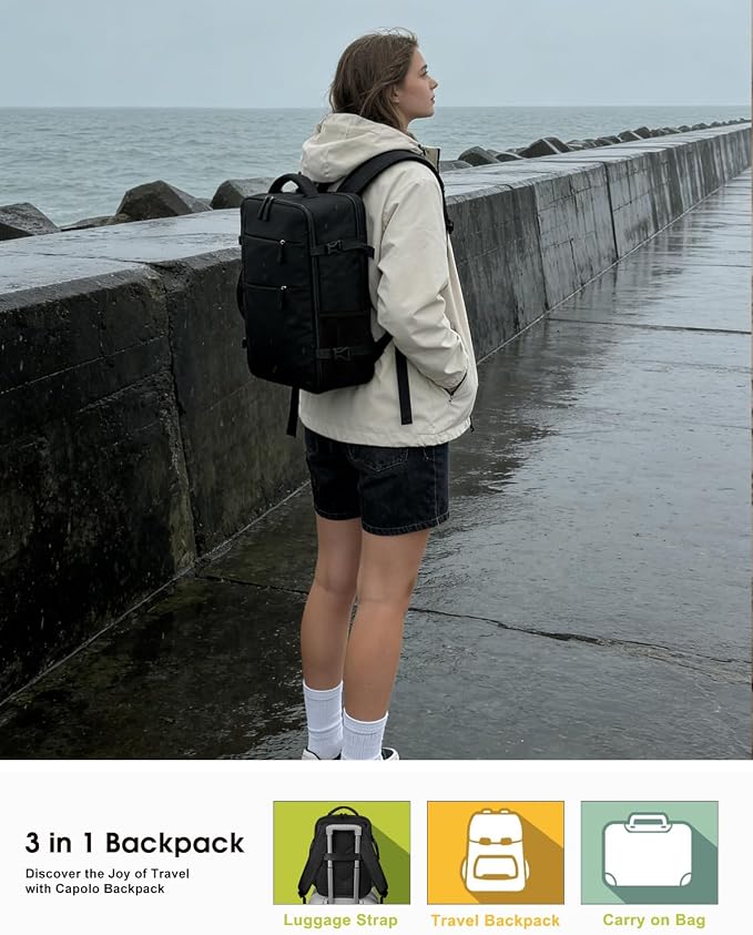Capolo Travel Backpack for Women Men Waterproof Laptop Backpack Airlines - Image 2