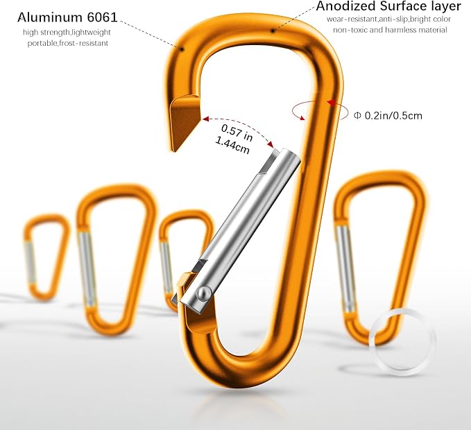 sprookber 2.28" Small Carabiner Clip Keychain, D Ring Caribeaner Clip, Key Clip - Image 3