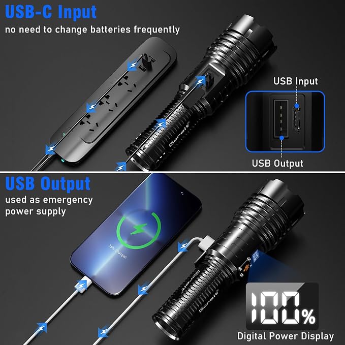 Goreit Flashlights LED High Lumens Rechargeable, 000 Lumens XHM77.2 Super - Image 8