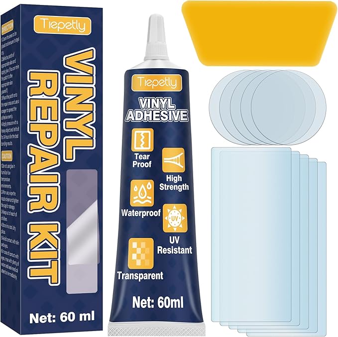 Tiepetly Vinyl Repair Kit Transparent, Air Mattress Patch Kit Heavy Duty by Tiepetly
