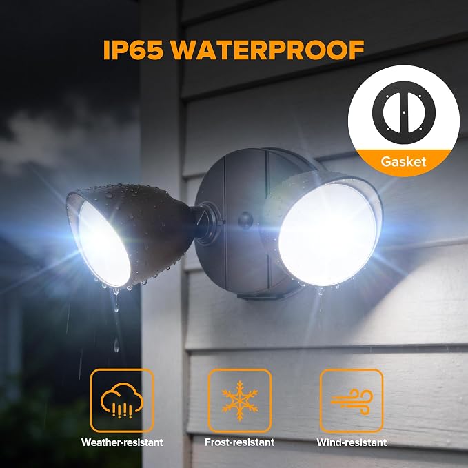LUTEC 3500 Lumen 32 Watt 28 LED Dual-Head Floodlight Outdoor, Full Metal Design - Image 4