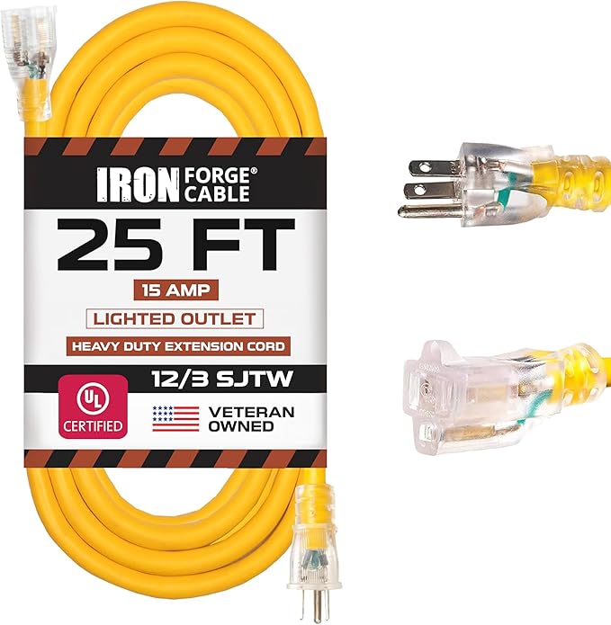 IRON FORGE CABLE 25 ft Lighted Outdoor Extension Cord by IronForgeCable