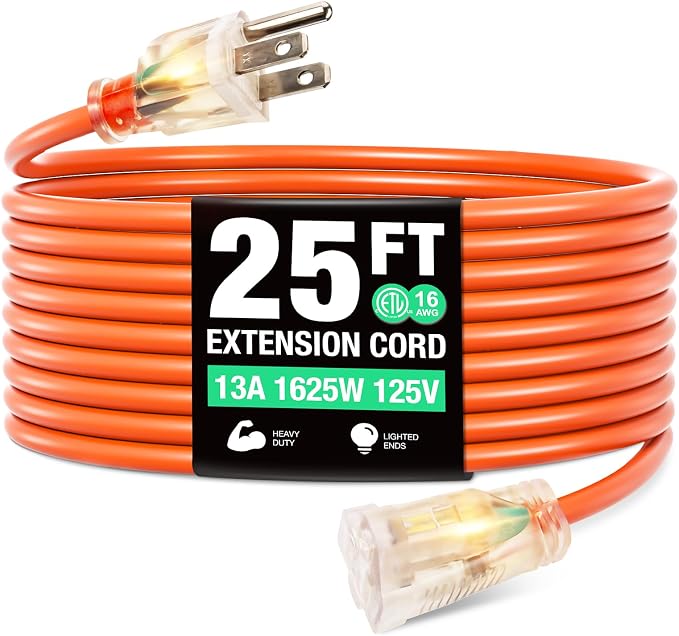 25FT Outdoor Extension Cord, Heavy Duty Extension Cord by CLAVICHORD