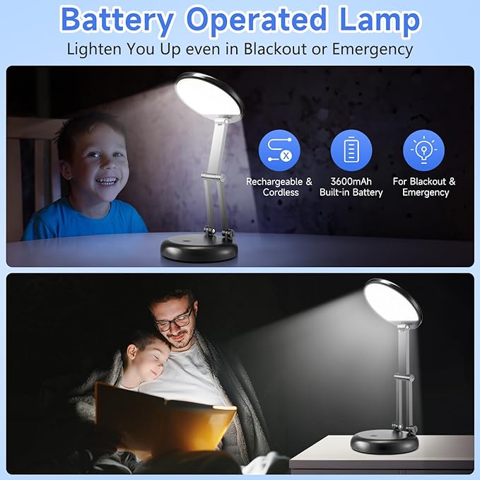 Desk Lamps for Home Office Rechargeable 3600mAh, Foldable+Portable Cordless - Image 5