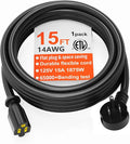 HUANCHAIN 14 Gauge 15 FT Flat Plug Extension Cord Black Indoor Outdoor by huanchain