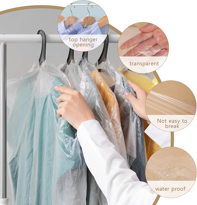 30 Pack Transparent Dust-proof Garment Covers Clear Clothes Covers - Image 6