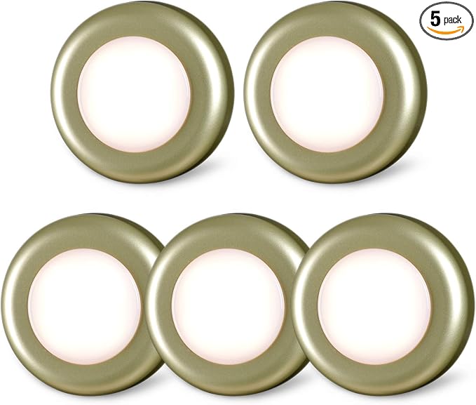 STAR-SPANGLED 5 Pack 2.8” Push Tap Lights, Stick on Touch Puck Lights AAA by STAR-SPANGLED