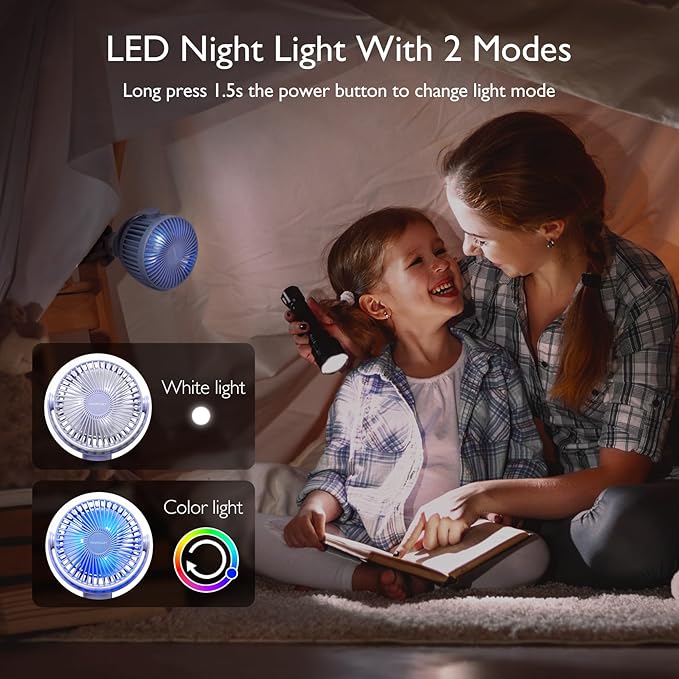 Momcozy 8000mAh Portable Stroller Fan, 27H Ultra-long Battery Life Detachable 4 - Image 6