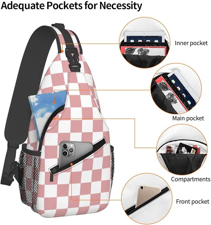 Checkered Crossbody Sling Bags for Women Men Checkerboard - Image 3