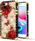 Compatible with iPhone 8 7 SE Case, Shining Red Rose Butterfly Leather by Unknown