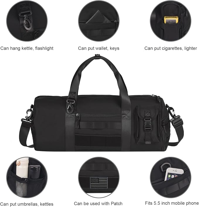 ArcEnCiel Medium Tactical Duffle Bag Men Gym Pack Molle Shoulder Bags Shoes - Image 5