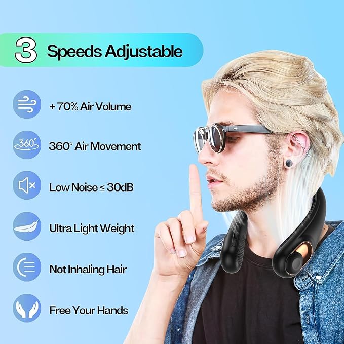 KIDEE Neck Fan, Portable Bladeless Neck Fans, Upgrade 360° Airflow, Super Quiet - Image 2