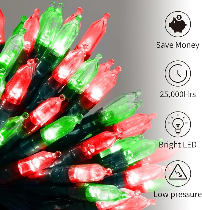 Brightown Battery Operated Christmas Lights 2 Pack 18 Feet 50 LED Clear Mini - Image 3