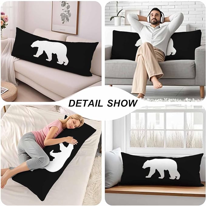 20"X54" Body Pillow Case Bear, Polar Bear Side Sleeper Body Pillow Covers Long - Image 5