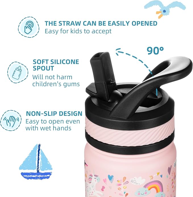 Fanhaw 14 Oz Kids Insulated Water Bottle - Image 3