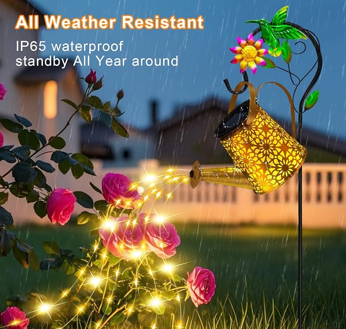 Christmas Gifts Solar Metal Watering Can - Image 3
