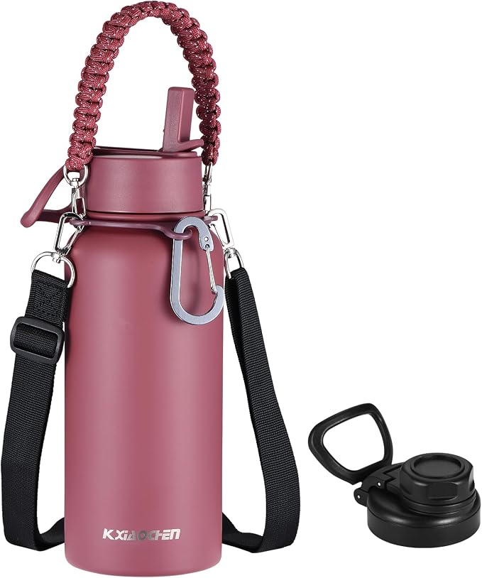KXIAOCHEN Insulated Water Bottle, Stainless Steel Water Bottle, 2 Lids by KXIAOCHEN