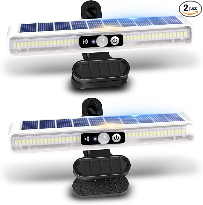 Clip On Solar Motion Lights Outdoor Waterproof, 2 Pack Motion Sensor Outdoor by SunlightEncounter
