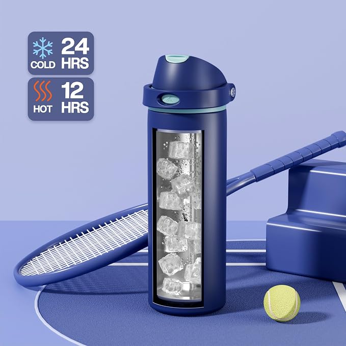 POWCAN 24 oz Insulated Stainless Steel Water Bottle: 2-in-1 Push-Button Spout & - Image 3