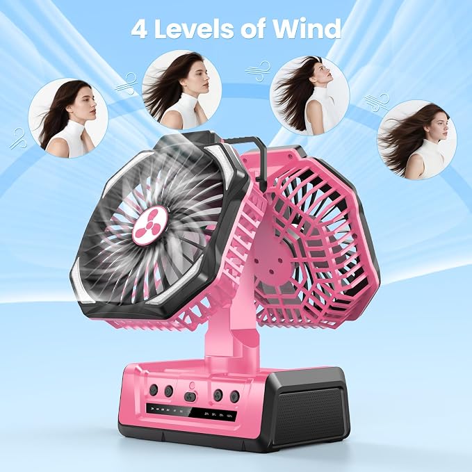 Dual Head Portable Rechargeable Fan 20000mAh Battery Powered Camping Fan - Image 3