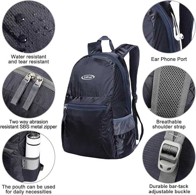 G4Free 20L Lightweight Packable Backpack Travel Hiking Daypack Foldable Backpack - Image 4