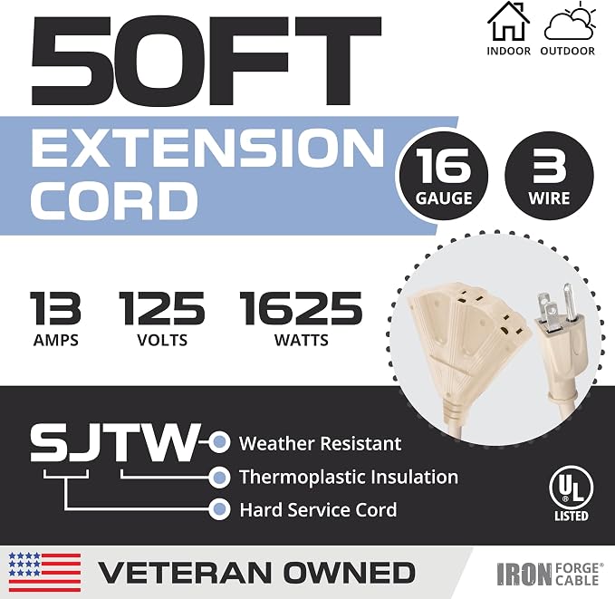 Iron Forge Cable Weatherproof 50 Ft Outdoor Extension Cord - Image 2