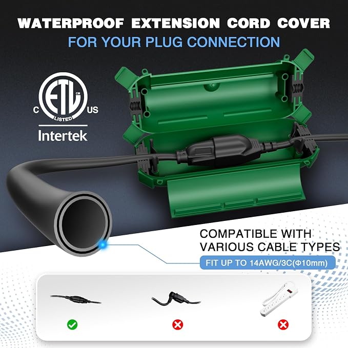 Flemoon Outdoor Extension Cord Safety Cover, IPX4 Weatherproof Electrical Box - Image 2