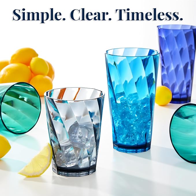 US Acrylic Optix Plastic Reusable Drinking Glasses 14oz Rocks & 20oz Water Cups - Image 6