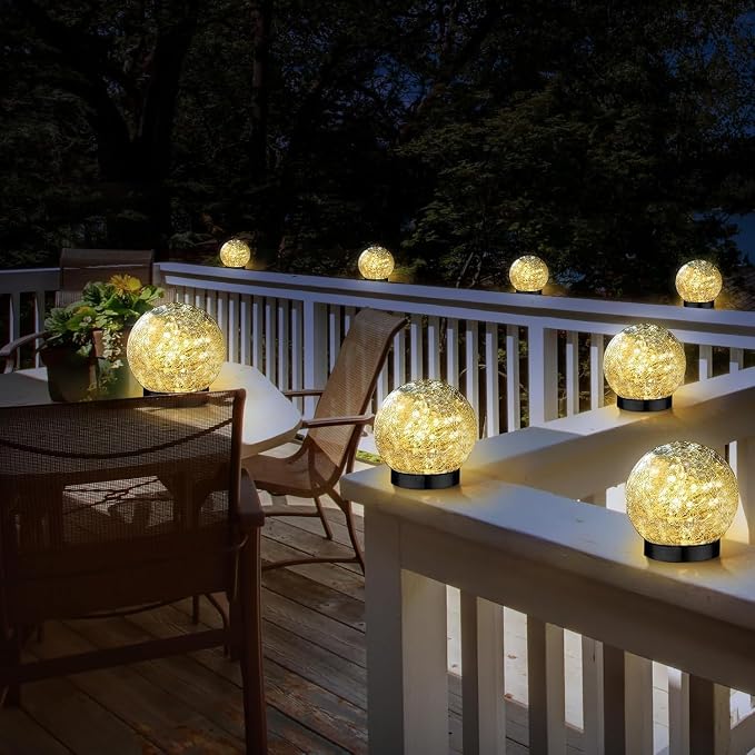 SyouHome Solar Garden Lights Outdoor Waterproof, 4 Pack 30 LEDs Cracked Glass - Image 9
